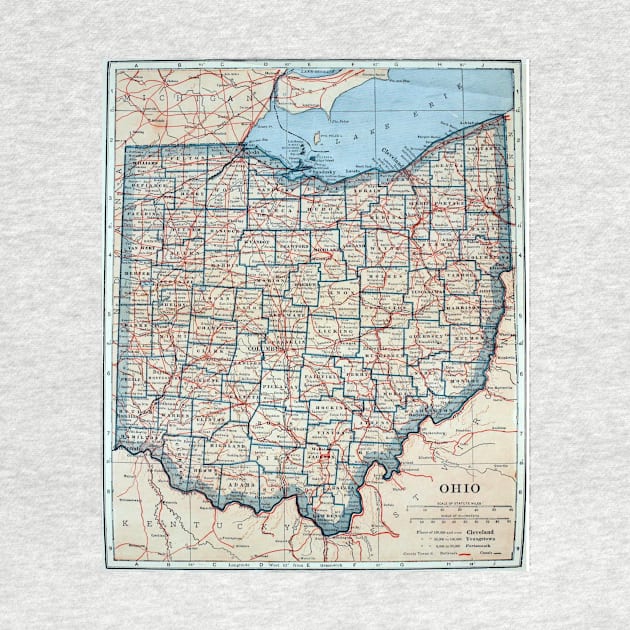Vintage Map of Ohio (1921) by Bravuramedia